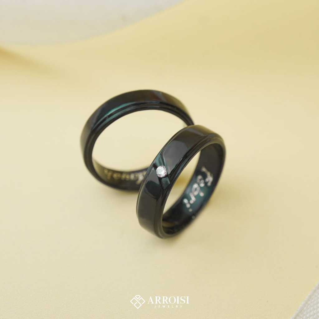 Cincin Couple Silver Model Simpel Black Rhodium