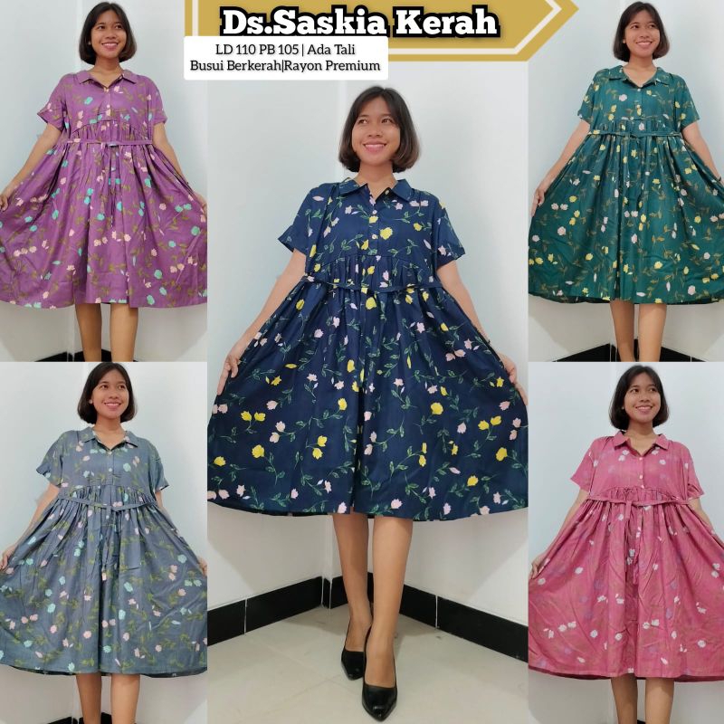 daster Saskia daster bali busui kancing depan bahan adem motif bagus