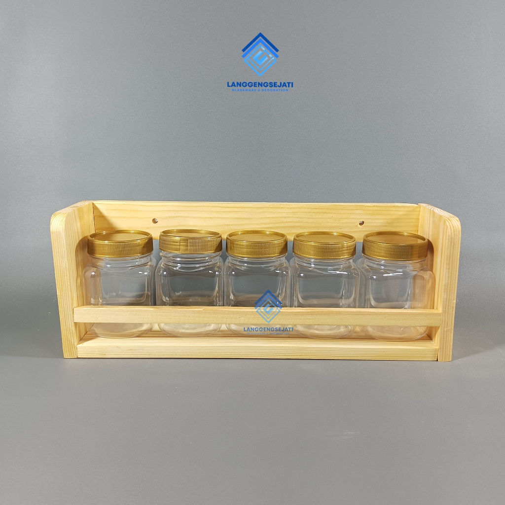 Rak Kayu Bumbu Dapur Wadah bumbu Kayu Jati free toples PERABOT | Rak Bumbu Dapur Serbaguna Rak bumbu