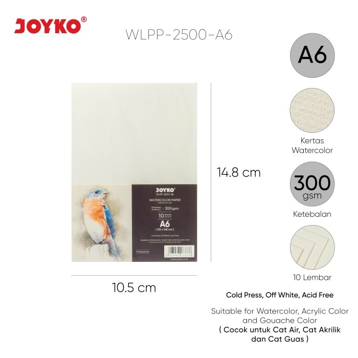 

Watercolor Paper Kertas Cat Air 300 gsm 10 Sheets Joyko WLPP-2500-A6