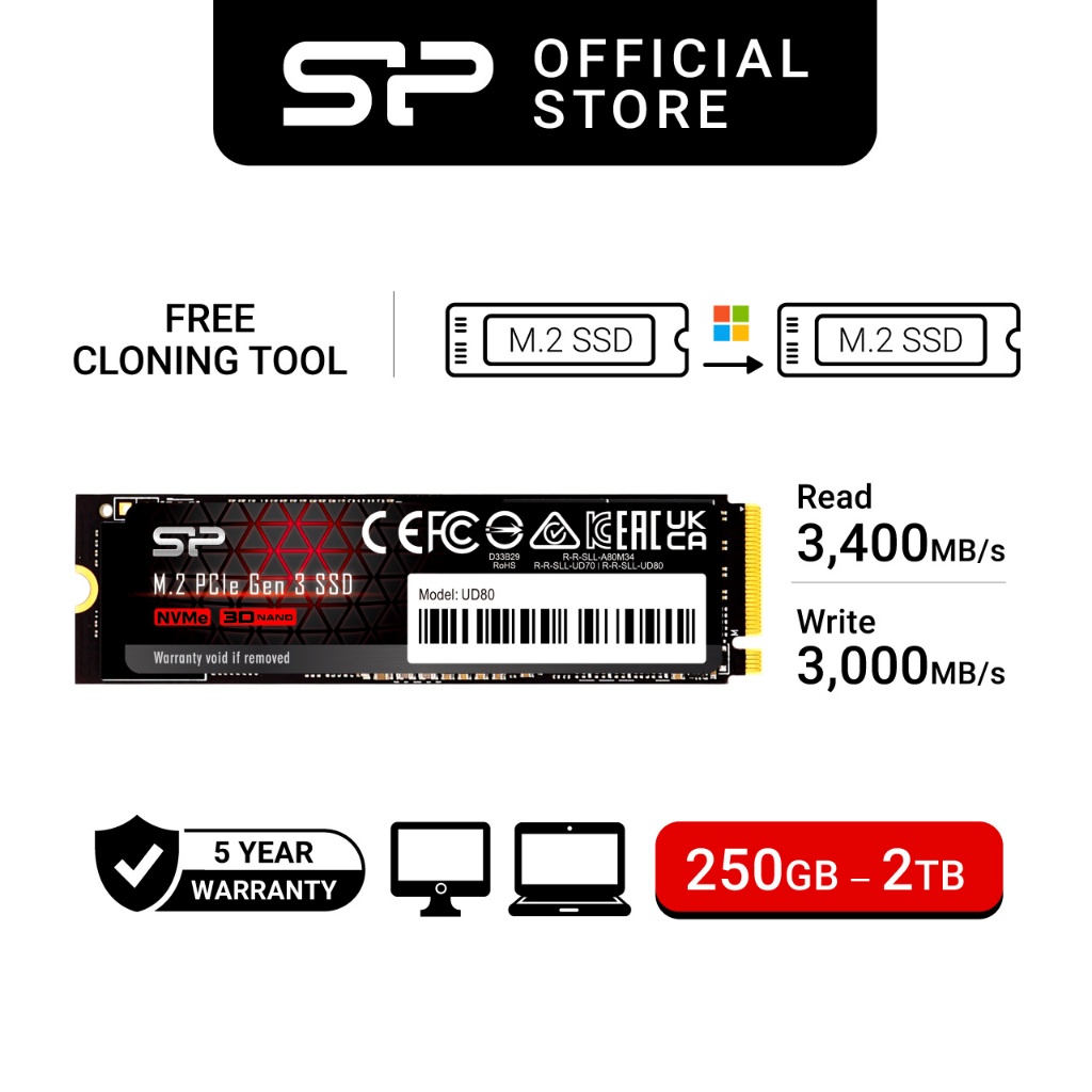 Silicon Power UD80 SSD M.2 2280 PCIe Gen3x4 NVMe 1.4 up to 2TB