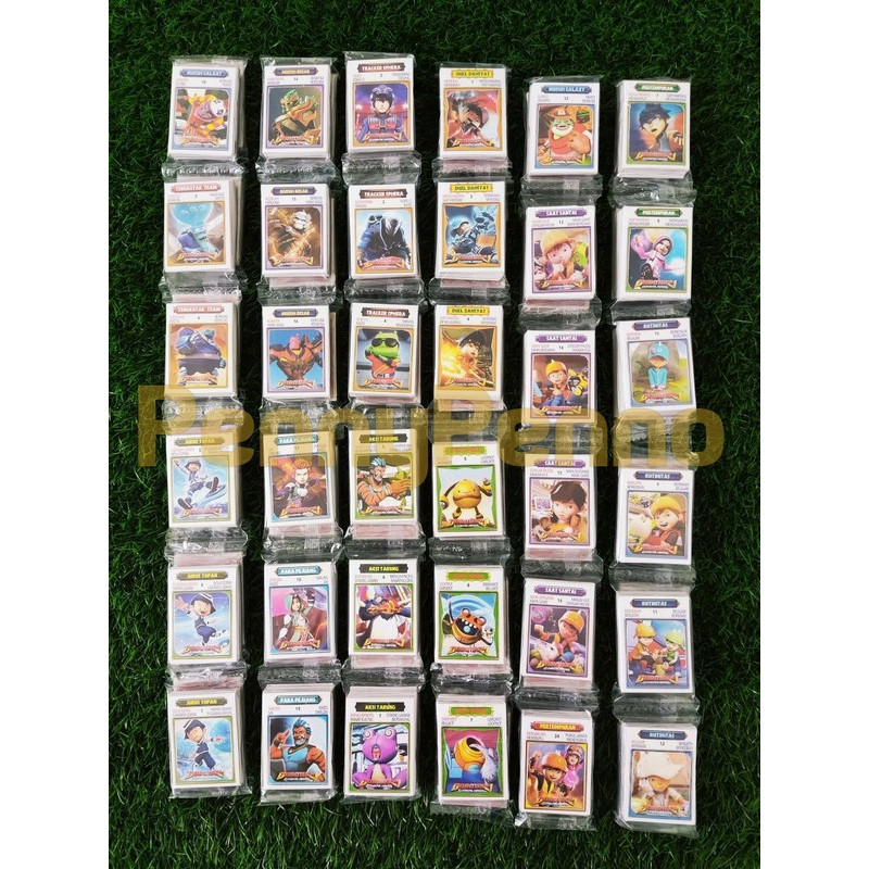 (12 Sachet = 384 Kartu) Kartu Kwartet Jumbo DG Model Boboiboy Naruto Ultraman Pokemon Anomali Brainr