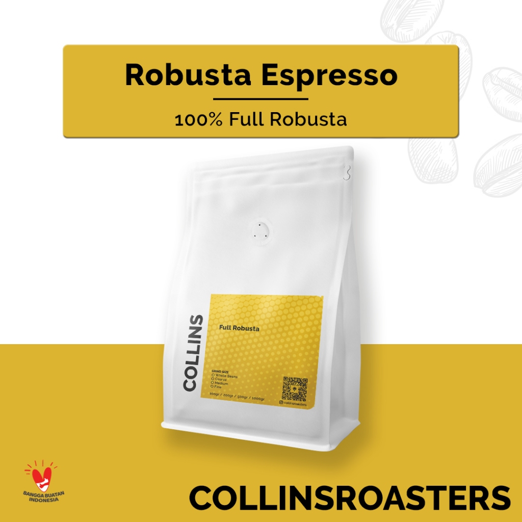 

Kopi Full Robusta Espresso Beans House Blend 200 gr Roast Bean Biji Bubuk Kopi Susu