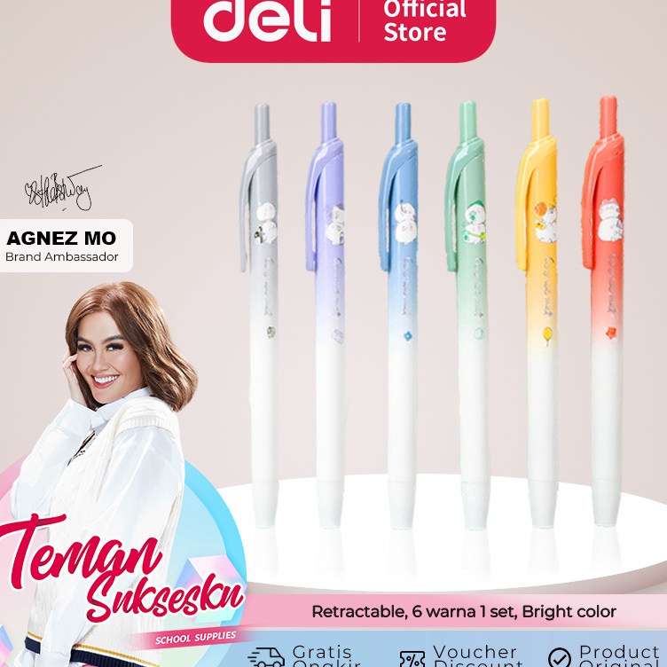 

Ready Deli Penanda Cetek Retractable Highlighter 6 Warna Cerah Kartun Lucu S117