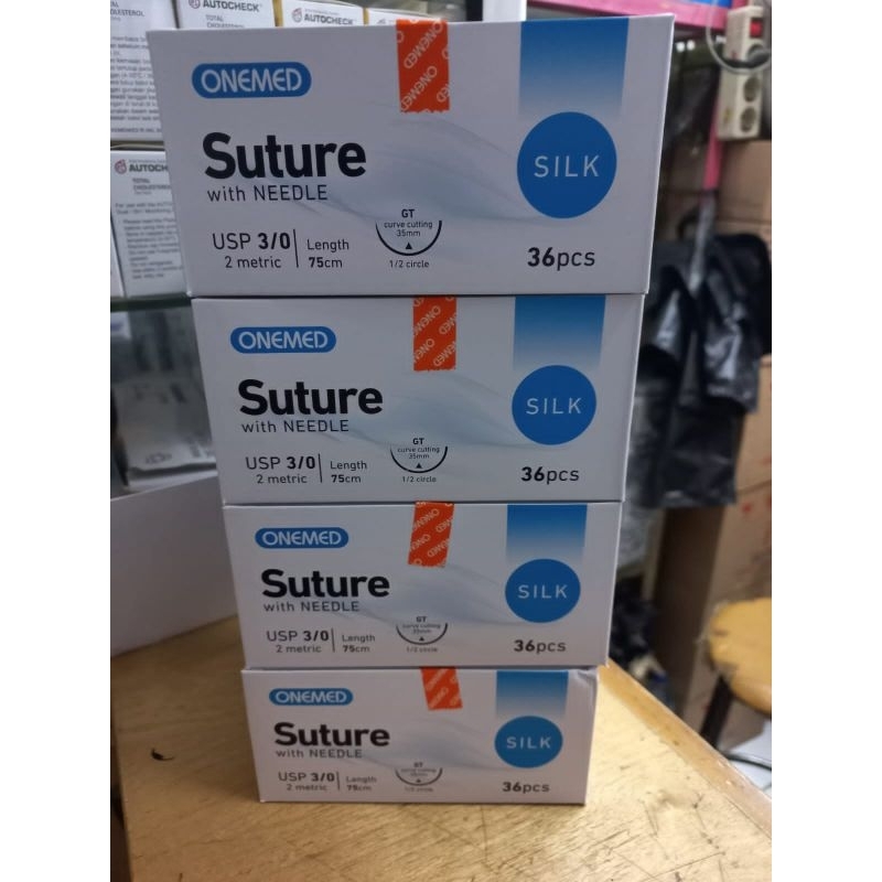 Silk Plus Jarum 2/0 dan 3/0 Onemed / Suture with Needle Onemed Silk