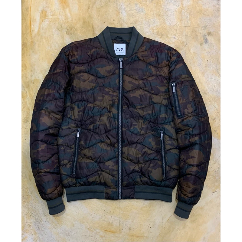 zara bomber camo puffer