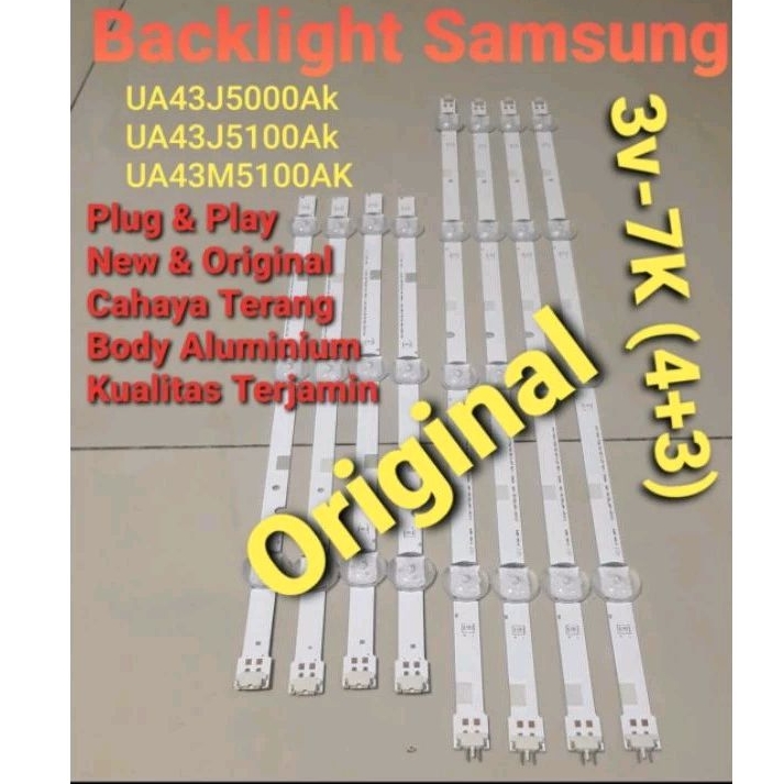 BL - Backlight - Lampu LED Backlight Tv Samsung UA43J5100AK - UA43M5100AK - UA43J5200AK - UA43M5500AK - UA43K5500AK - UA43M5500 - UA43J5500 - UA43J5200 - UA43M5100 - UA43J5100 - 43J5500 - 43M5500 - 43J5100 - 43J5200 - 43M5100 - 43J - 43M