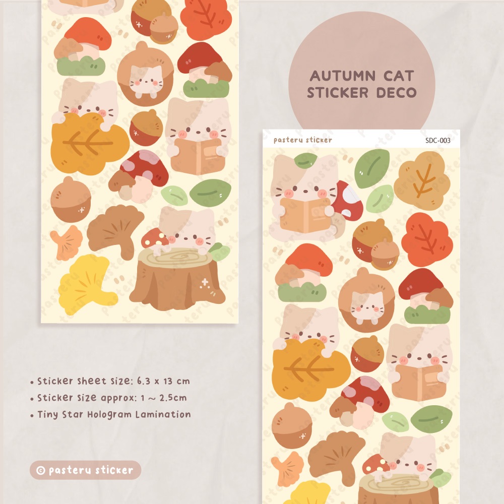 

Mini Deco Hologram Kawaii Autumn | Pasteru Planner Journal Sticker