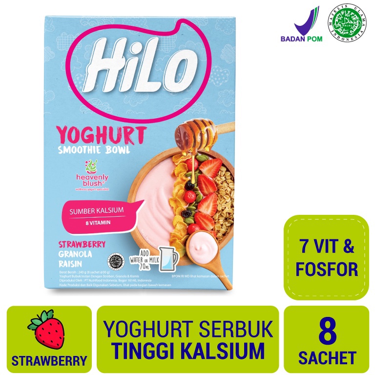 

Dskon HiLo Yoghurt Smoothie Bowl Strawberry 8 Sachet Yoghurt Sumber Kalsium dan Weekend