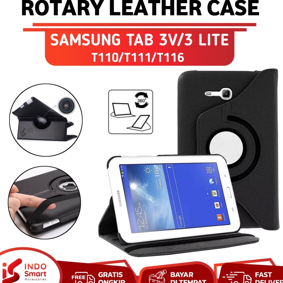ZsW Case Samsung Tab 3V  Samsung Tab 3 Lite  7 inch T111 T116 Casing Flip Cover Rotary  M