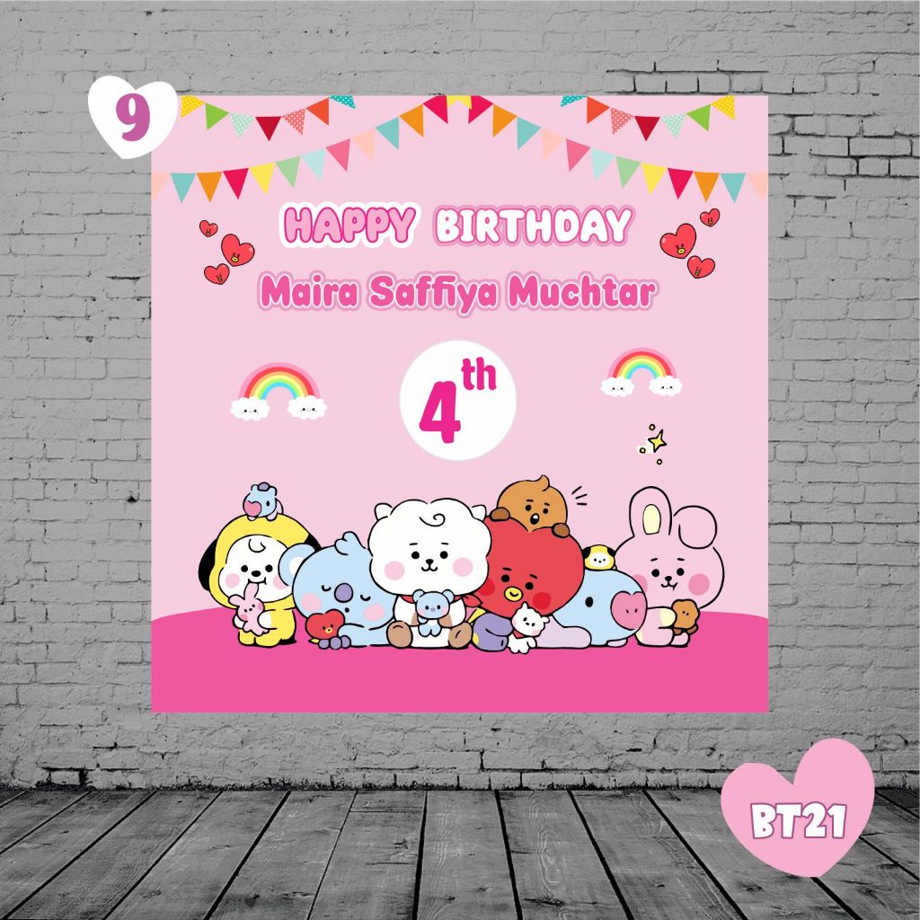 Backdrop & Banner | Backdrop Ulang Tahun | Banner Ultah BT21