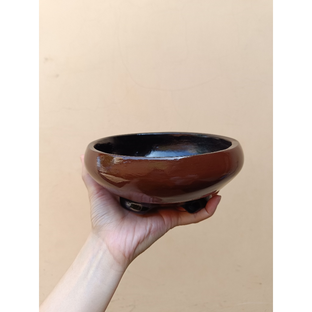 Pot Bonsai Bulat Ceper (Glossy)