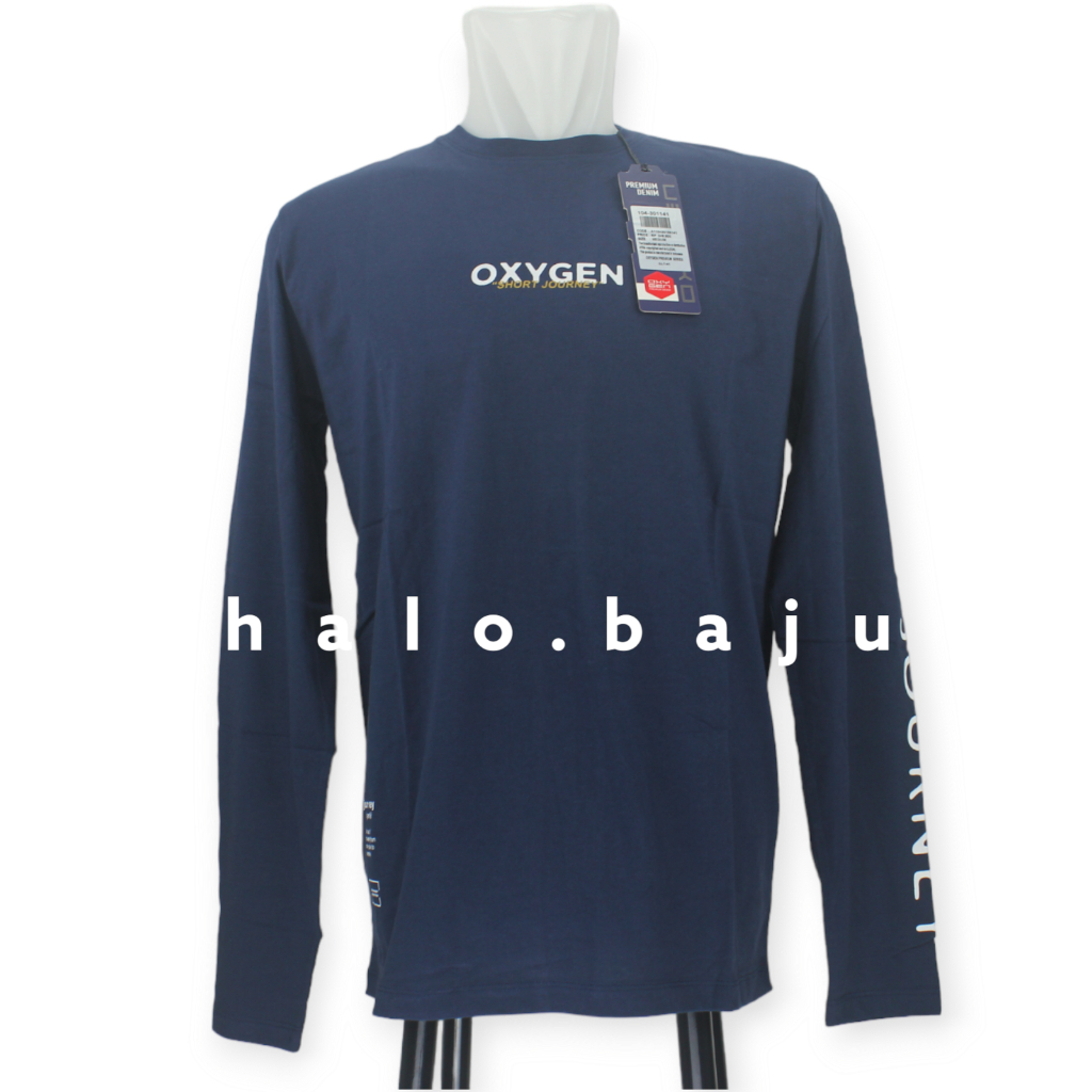 OXYGEN DENIM LONG SLEVE (104-301141) - Kaos Navy - Kaos Lengan Panjang