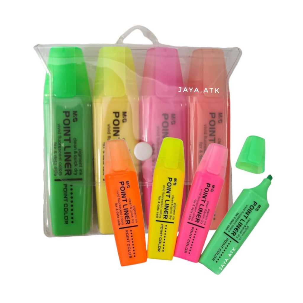 

HIGHLIGHTER SET 4 WARNA POINT LINER NEON COLOR M&G PENANDA BUKU