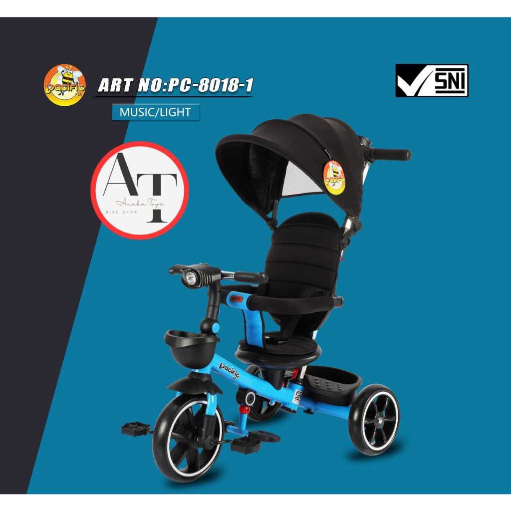 Sepeda Roda Tiga Anak Pacific PC8018-1 Stang Lipat Jok Lipat