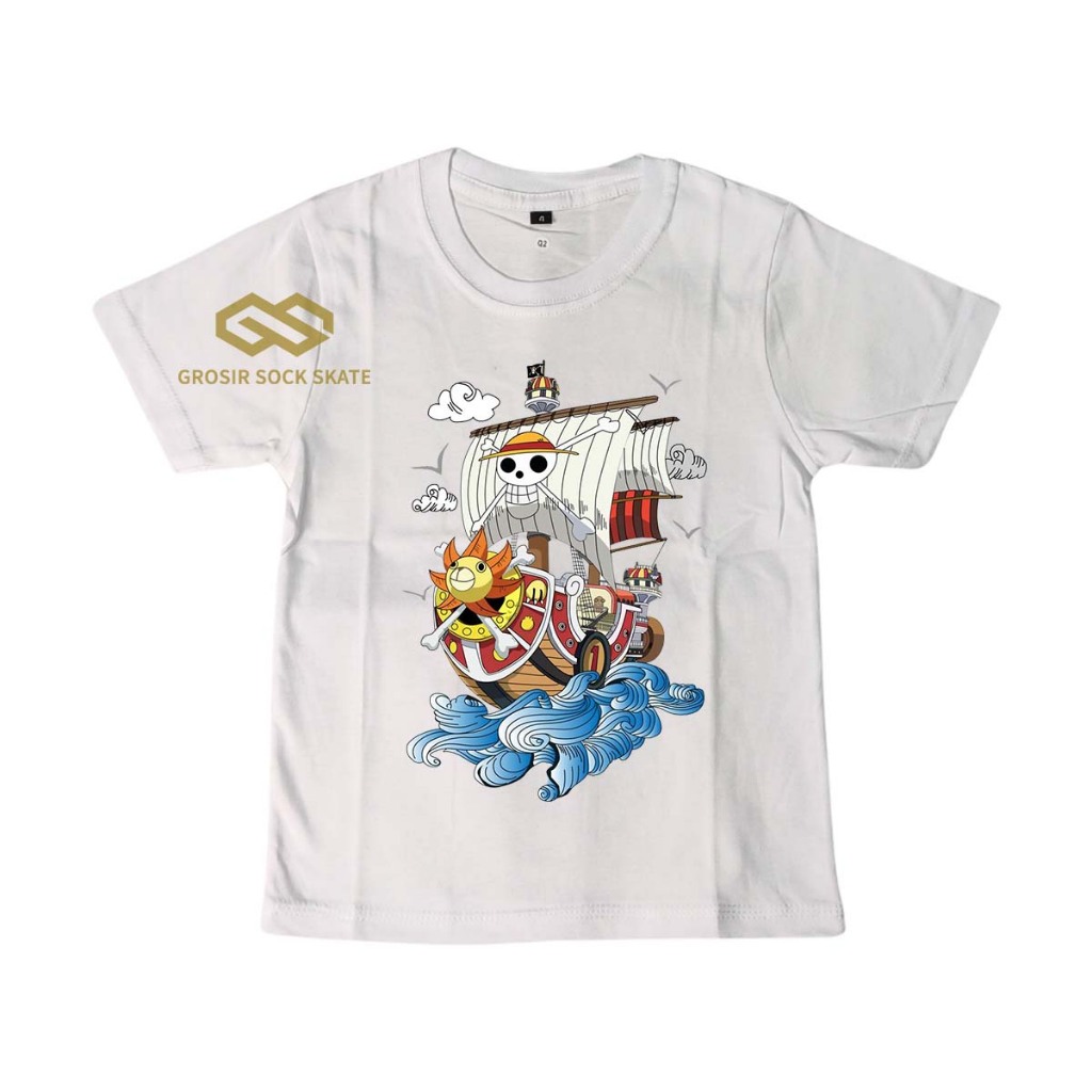KAOS BAND ANAK/ KAOS CARTOON ONE PIECE KAPAL PUTIH USIA 1-12 TAHUN