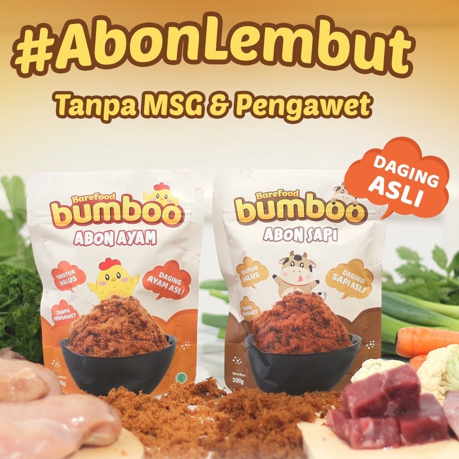 

X2 BUMBOO Abon Asli Tekstur Lembut MPASI Si Kecil Sumber Protein Tanpa MSG Tanpa Pengawet Termurah di