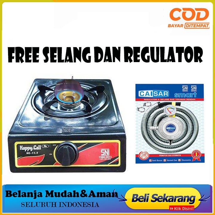 KOMPOR VIRALL Happy Call Me Kompor Gas 1 Tungku  REELL Teflon KOMPOR HAPPEYCAL/PROGAS 1TUNGKU FREE S