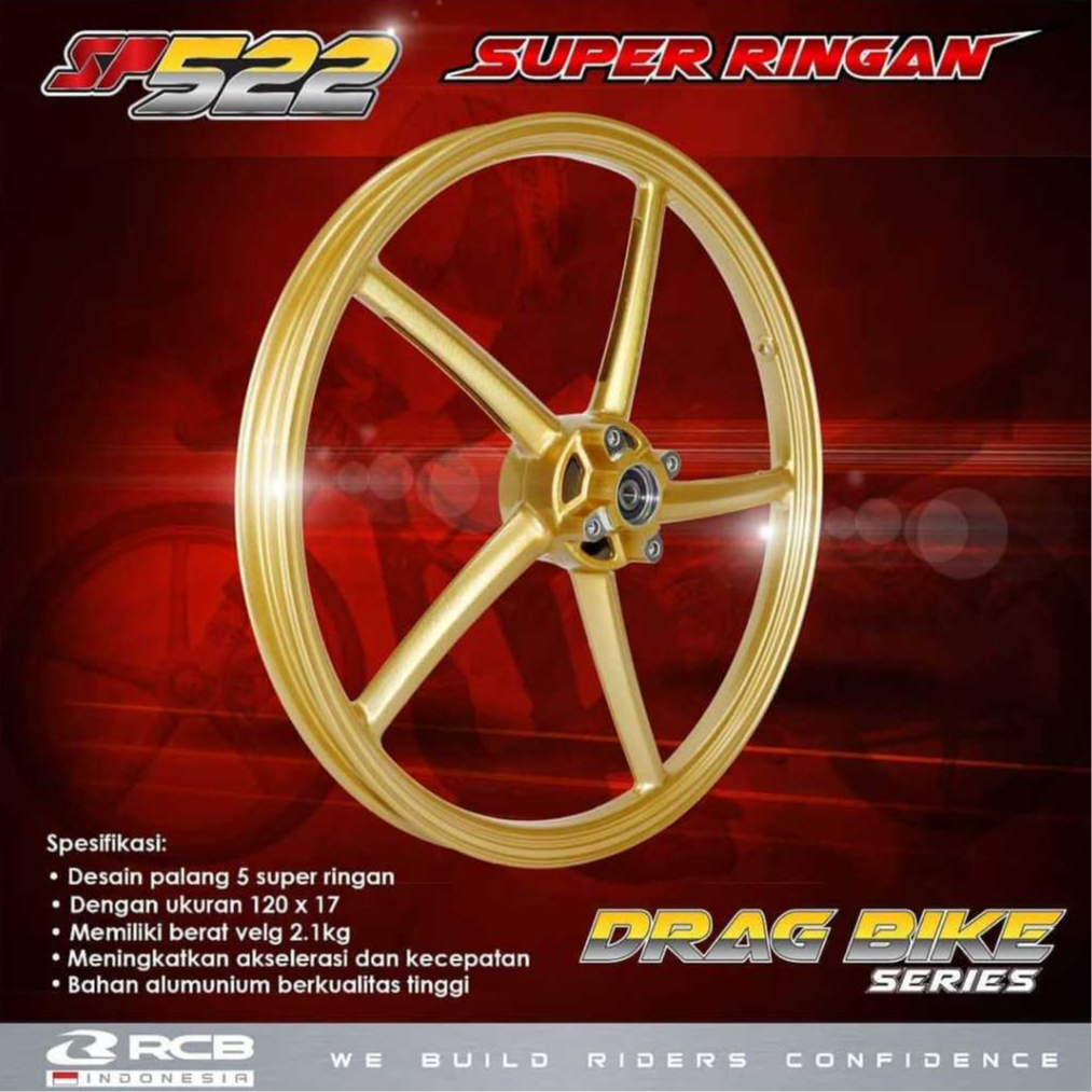 VELG DEPAN RCB SP522 GOLD MIO SPORTY/NUOVO/JUPITER/VEGA DIAMETER 1.20 RING 17 - RACING BOY