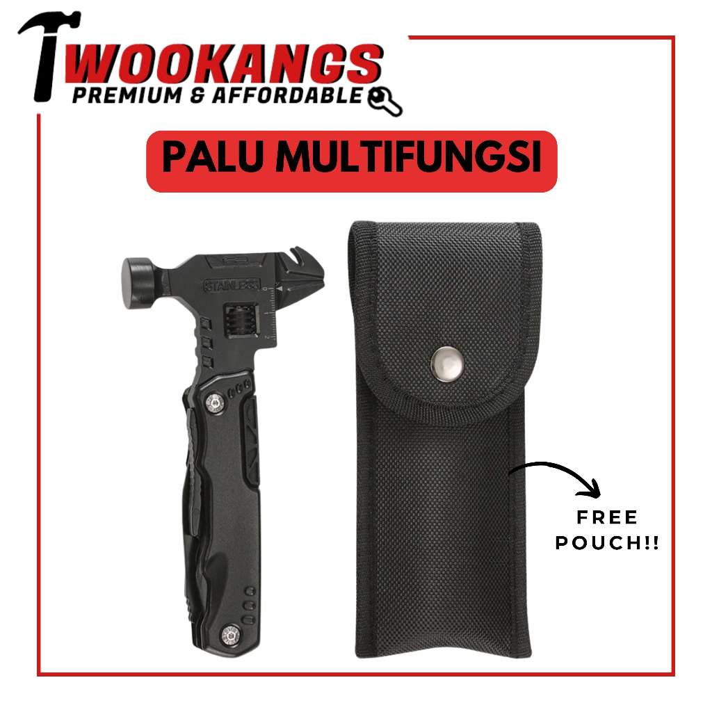 Palu Multifungsi Stainless Hammer Multitool Camping Dengan Tang Obeng Pisau Lipat