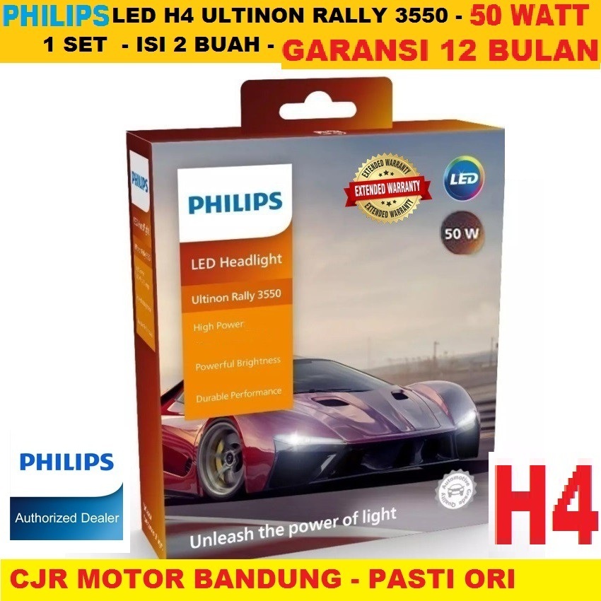 LAMPU LED H4 PUTIH 50W 12V 24V PHILIPS ULTINON RALLY LAMPU HEADLIGHT Mobil H4 SUPER BRIGHT