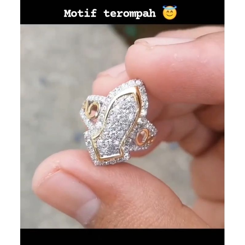 cincin wanita ring perak motif terompah || berlian eropa
