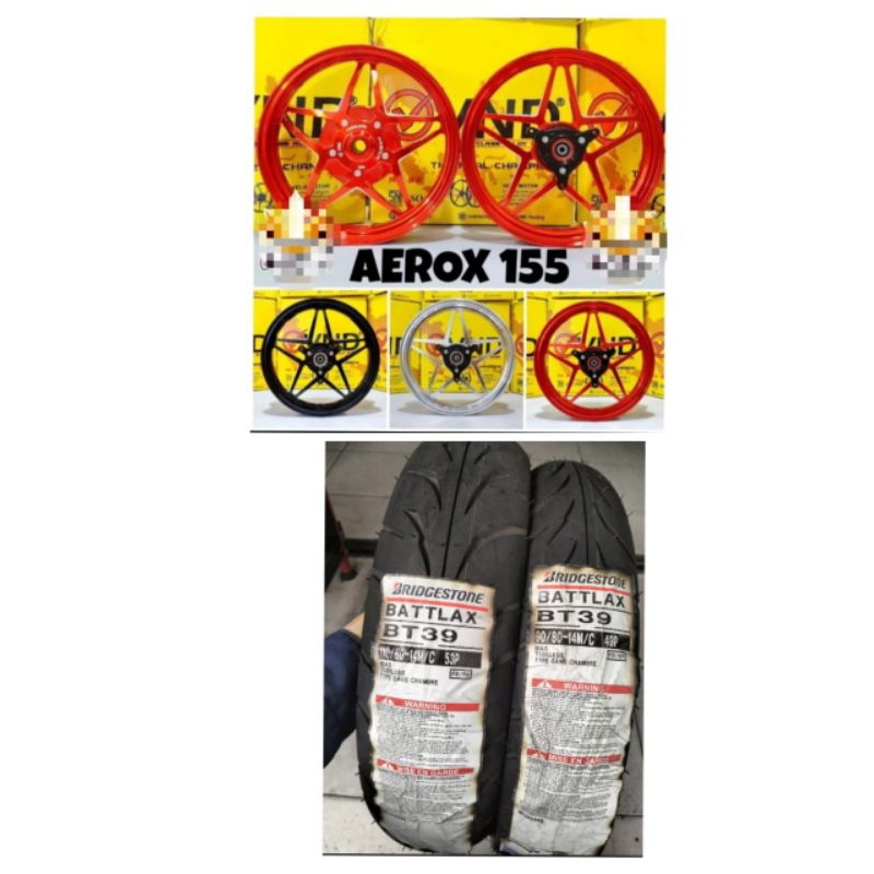 PAKETAN BATTLAX BT 39 UK 90/80-14/110/80-14 /VELG V SPEED AEROX OLD UK185/215-14