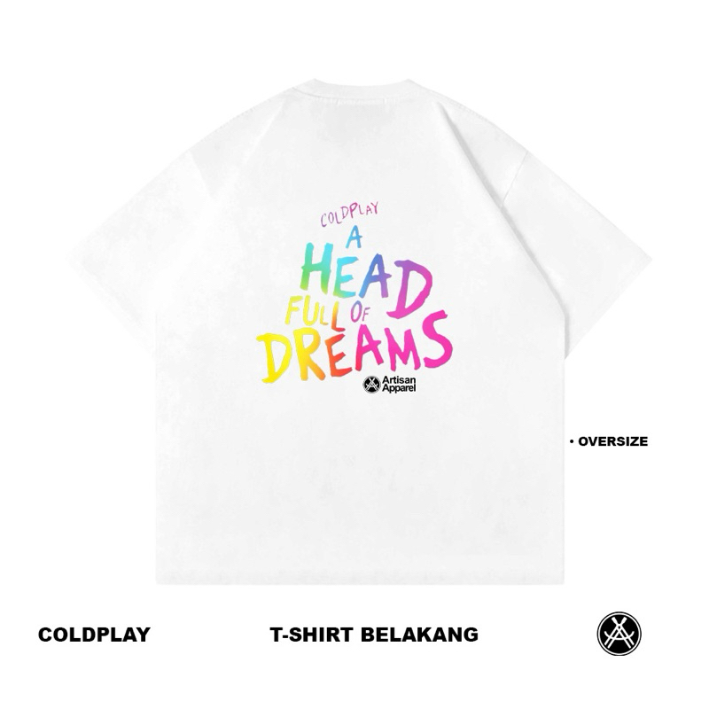 Artisan T-Shirt Coldplay Head Kaos Oversize Putih Katun Combed