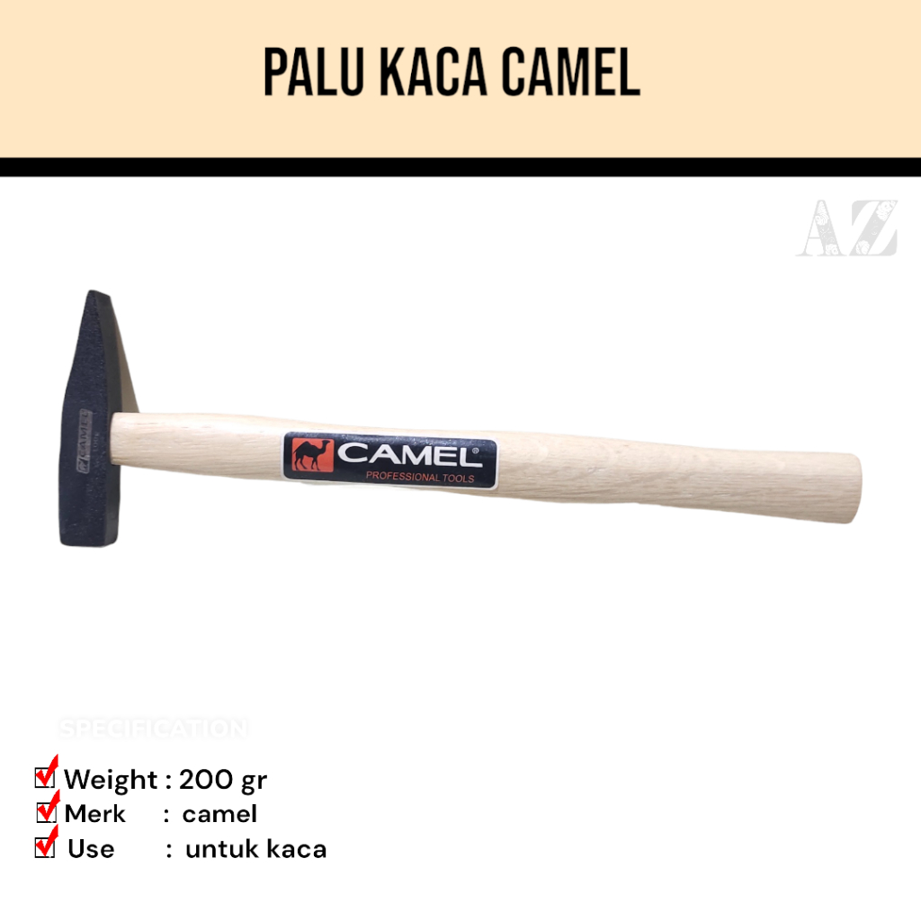 Palu Camel Tukang Gagang kayu 100gram/Palu Kaca Lancip 100gram