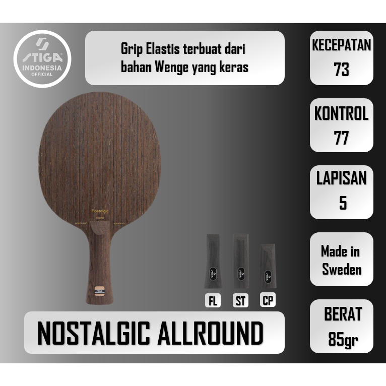 Kayu Blade Pingpong ITTF Original STIGA Nostalgic Allround