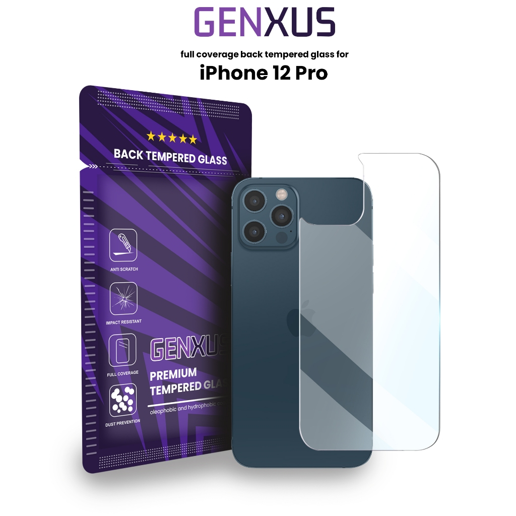 Genxus Back Tempered Glass 9H Fullcover for iPhone 12 PRO Anti Gores Belakang Protector 9H 15 Pro Ma