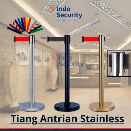 

Pasti Murah TIANG PEMBATAS ANTRIAN STAINLESS Tiang putih pita merah 2M