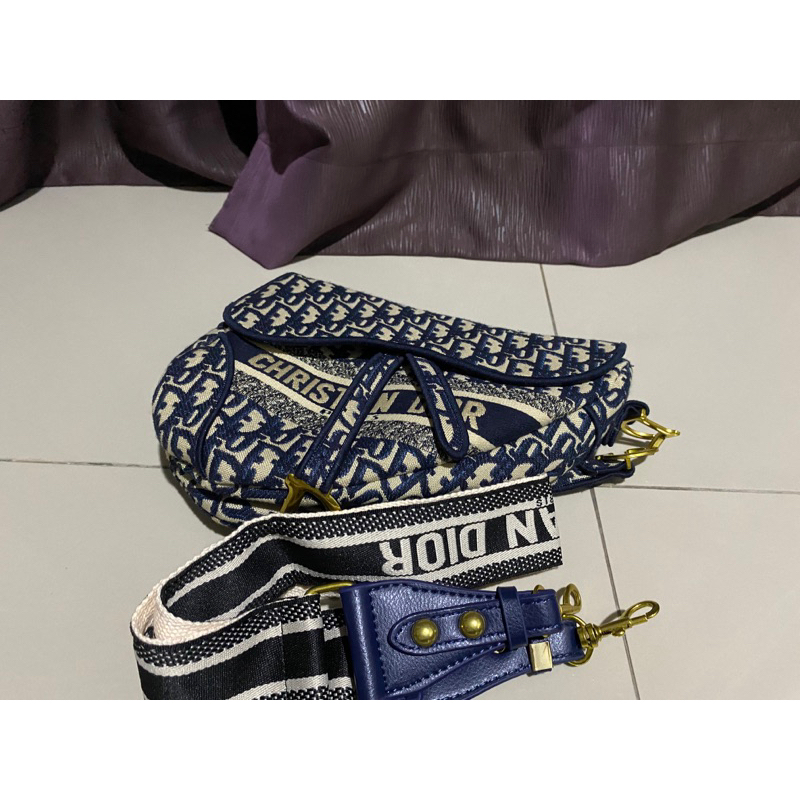 Dior Trotter Saddle Bag Canvas - Navy