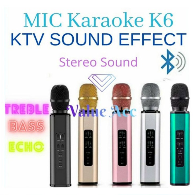 Terbaru Mic K6 Mic Wireless Bluetooth Karaoke Player K6 Microphone Speaker KTV Efek Diskon Promo