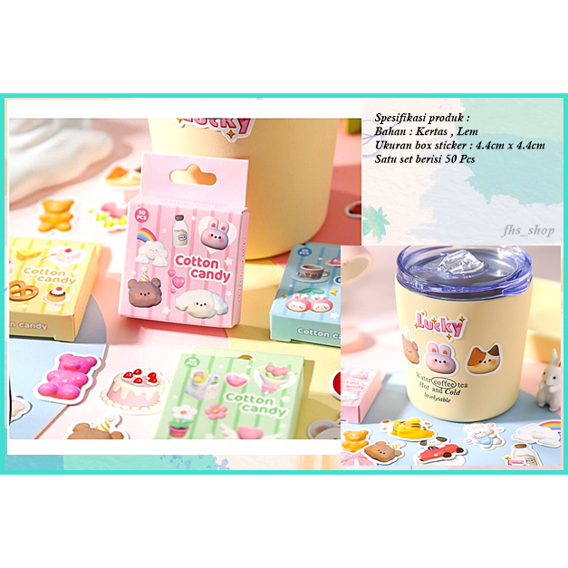 

50Pcs Stiker Aesthetic Sticker Scrapbook Stiker Deco Stiker Lucu Stiker Jurnal Cotton Candy