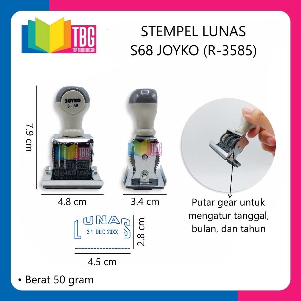 

1 PCS STEMPEL LUNAS S68 JOYKO DATE STAMP TANGGAL (R-3585)