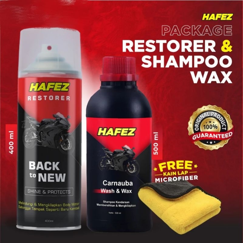 Hafez Restorer + Hafez shampoo bonus kain lap mickrofiber
