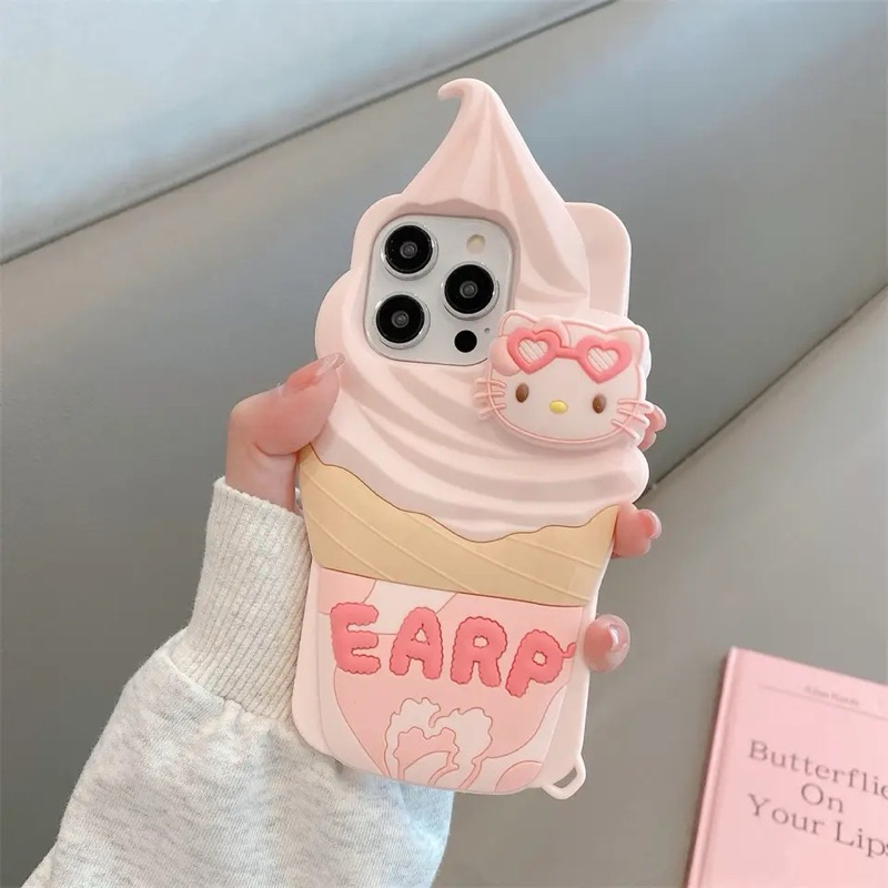 HELLO KITTY CASE ICE CREAM 3D SILICONE KARTUN SANRIO LUCU KUROMI IPHONE 12 12 pro max 13 13 pro max 