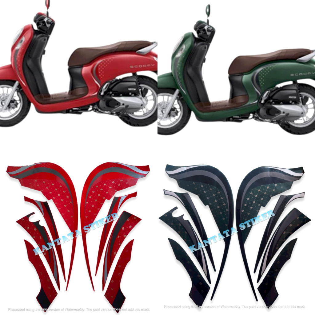 STIKER STRIPING LIS LES BODY MOTOR HONDA SCOOPY STYLISH 2023 STANDAR FULL SET