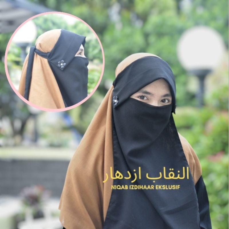CADAR NIQAB MILAYA BUNGA HANA/niqab milaya hias bunga hana mutiara cantik/Cadar Tali poni bunga hana