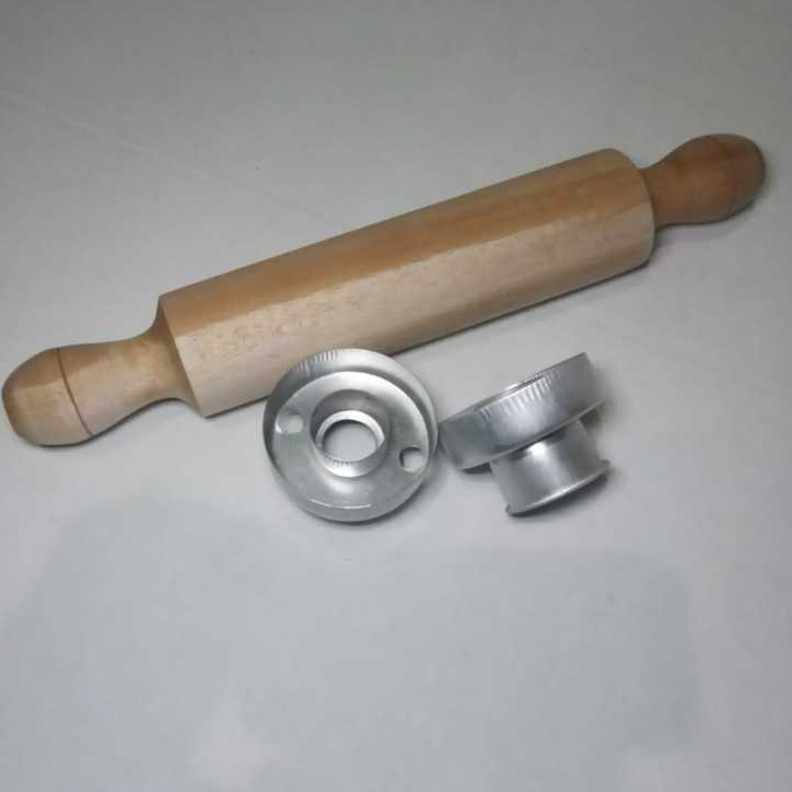 rolling pin kayu / alat penggilas adonan plua 2 pcs cetakan kue donat aluminium murah