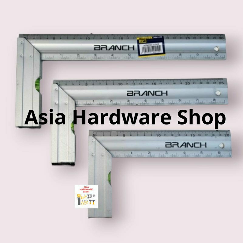 BRANCH Siku Meter Siku Tukang Aluminium Penggaris Siku 8" 10" 12"