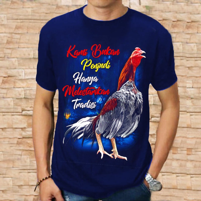Kaos Pria Distro Ayam Penjudi Baju Cowok Dewasa Gambar Murah Premium Keren Hitam 3d Terbaru Jumbo