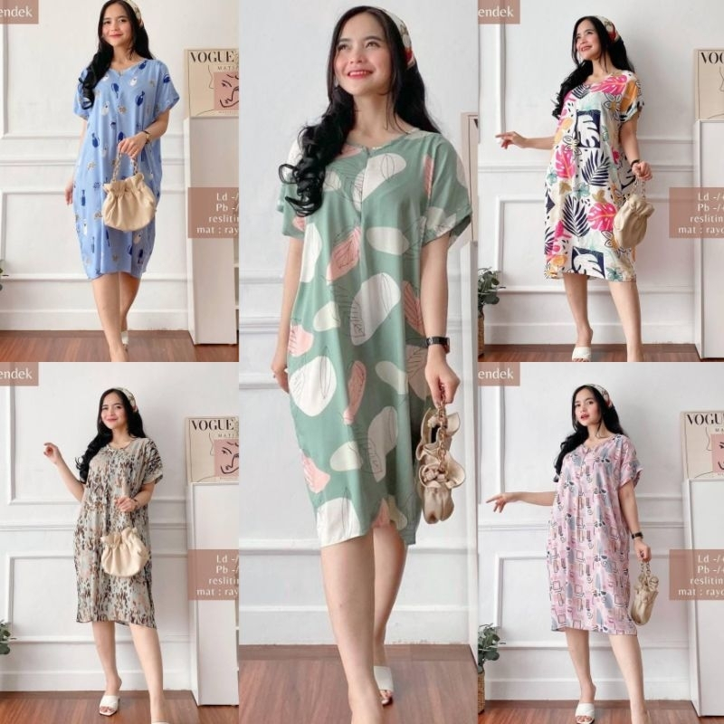 (Cuci Gudang) Daster Wanita Kekinian Baju Santai Wanita Selutut Rayon Premium grade A