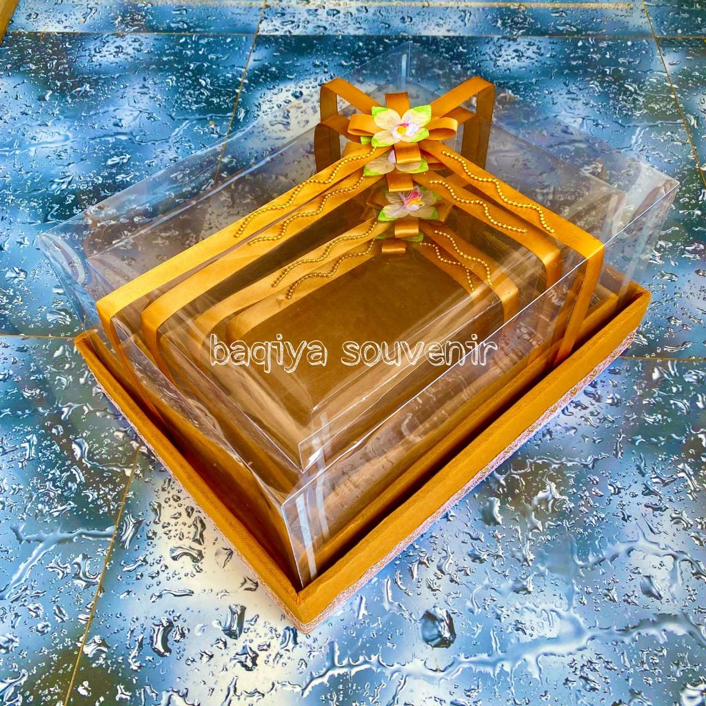 Parsel Hantaran Pernikahan Tutup Mika Pita 1 set isi 4 Kotak Seserahan Hantaran Pernikahan Parcel Tu