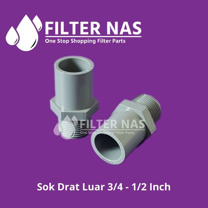 Sok Drat Luar 3/4" x Sok 1/2" AW Rucika