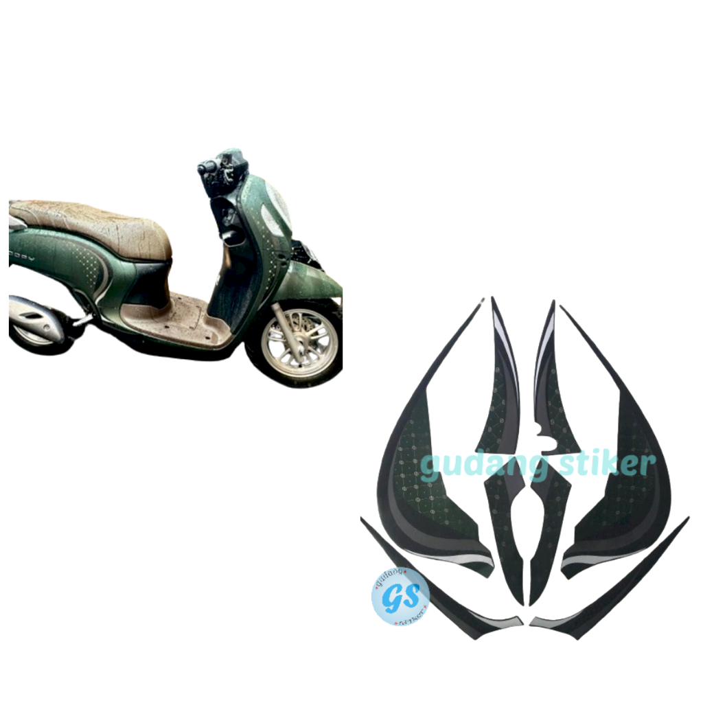 stiker motor striping honda scoopy stylish 2023 hijau