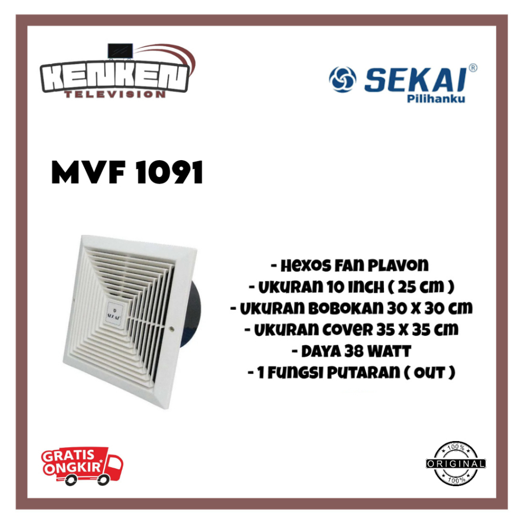 SEKAI Exhaust Fan MVF-1091 Hexos Dinding Plafon Kipas Dapur 10 inch