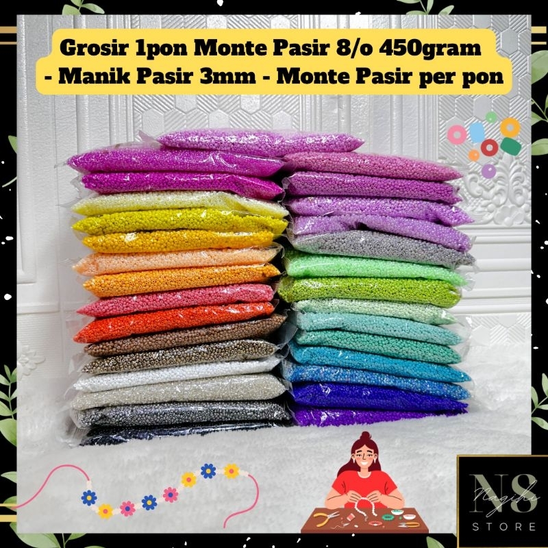 [450gr] Grosir 1pon Monte Pasir 8/o 450gram - Mote Pasir - Manik Manik - Payet - Manik Pasir 3mm - M