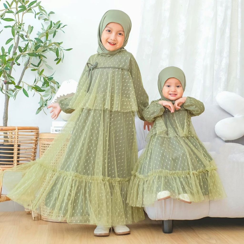 T & M Fashion~Baju Gamis Dress Anak Adik & Kakak Aqila Dress Kids Terbaru Fashion Muslim Anak Peremp